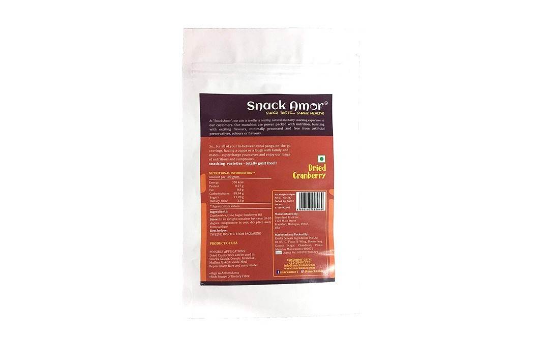 Snack Amor Dried Cranberry    Pack  100 grams